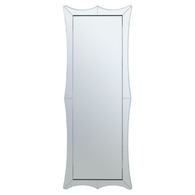 Rectangular mirror with decorative frame on a white background