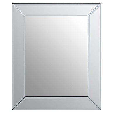Square mirror with a clear frame on a white background