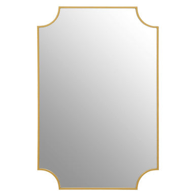 Rectangular mirror with a gold frame on a white background
