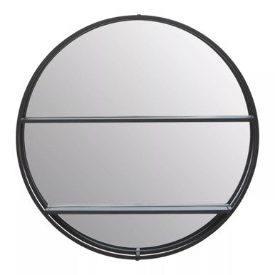Avento Black Shelved Wall Mirror
