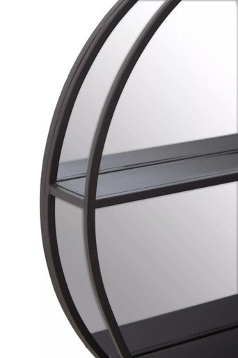 Avento Black Shelved Wall Mirror
