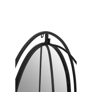 Avento Oval Shelved Black Wall Mirror