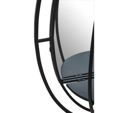 Avento Oval Shelved Black Wall Mirror