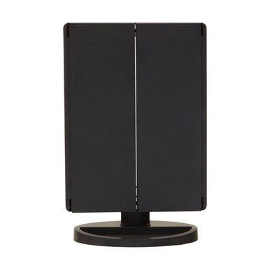 Cassini Tri Fold Black Led Table Mirror