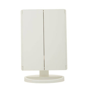 Cassini Tri Fold Border White Table Mirror