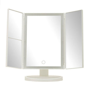 Cassini Tri Fold White LED Table Mirror