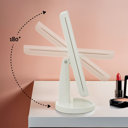 Cassini Tri Fold White LED Table Mirror