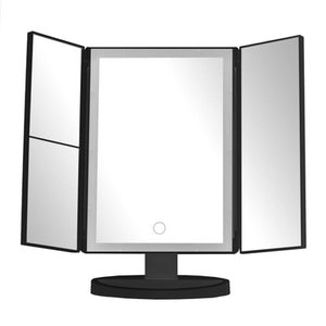 Tri Fold Black LED Table Mirror | Cassini