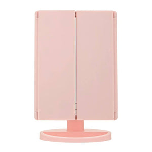 Cassini Tri Fold Border Pink Table Mirror