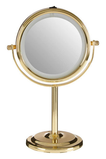 Cassini Gold Finish Small LED Table Mirror