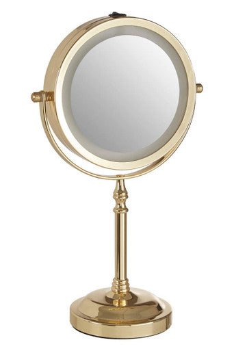 Cassini Gold Finish Large LED Table Mirror