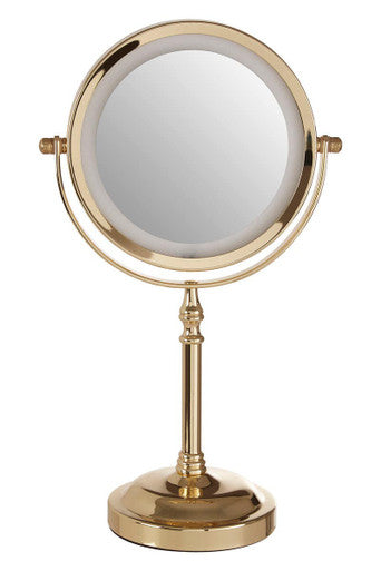Cassini Gold Finish Large LED Table Mirror