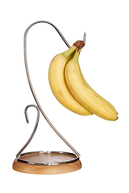 Banana holder with bananas on a white background