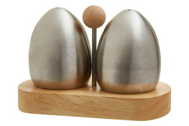 Natural Origins Stainless Steel And Rubberwood Salt Pepper Shakers
