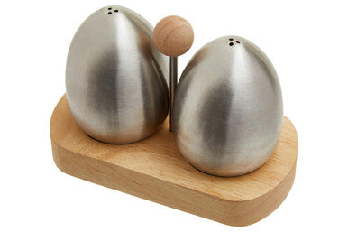Natural Origins Stainless Steel And Rubberwood Salt Pepper Shakers
