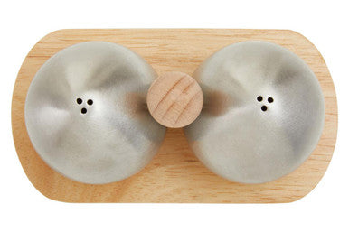 Natural Origins Stainless Steel And Rubberwood Salt Pepper Shakers