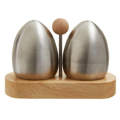 Natural Origins Stainless Steel and Rubber wood Salt Pepper Shakers