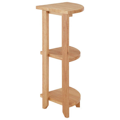 Three Tier Tropical Hevea Wood Corner Shelf Unit