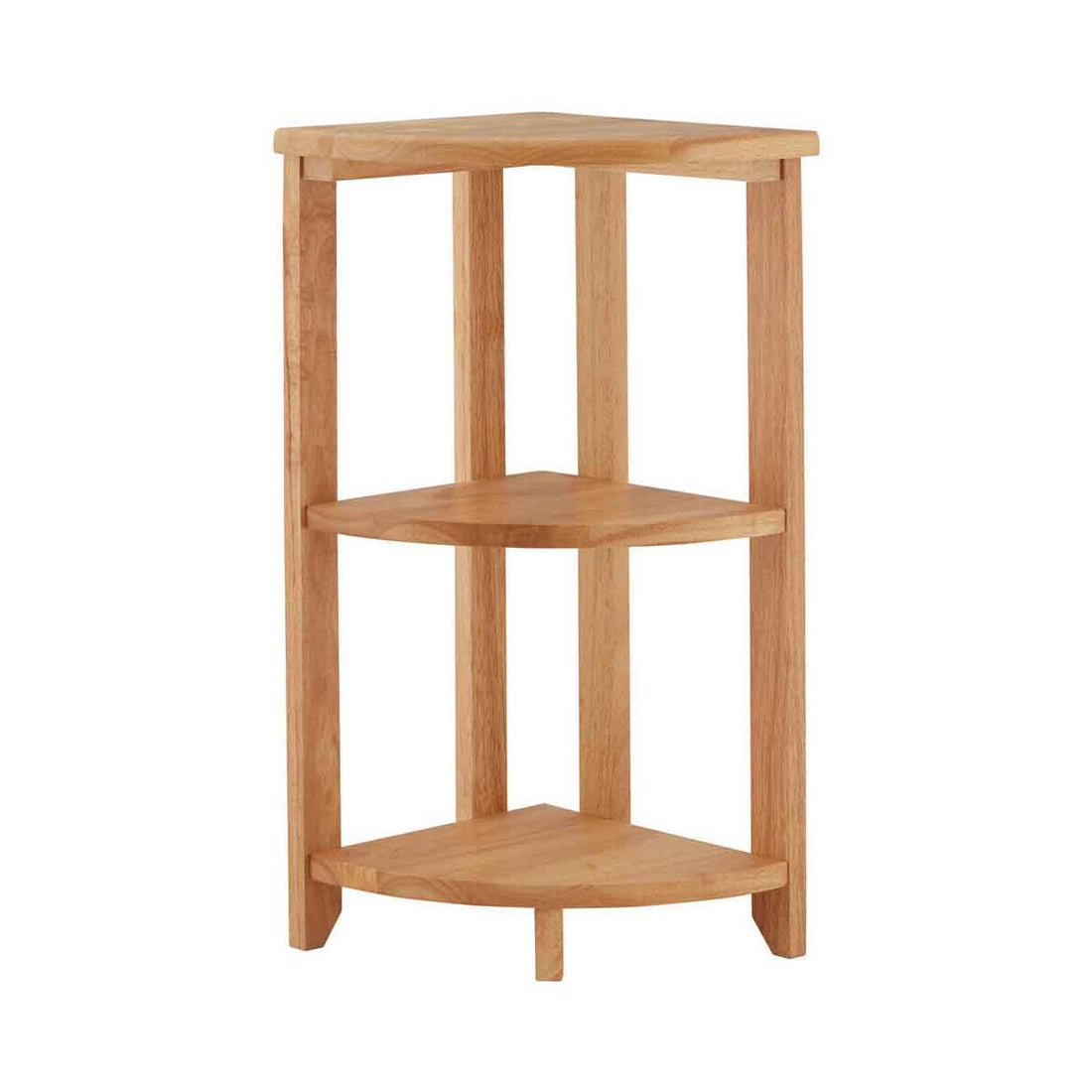 Three Tier Tropical Hevea Wood Corner Shelf Unit