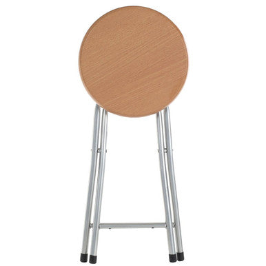 Fold Away Stool With Wood Veneer Seat