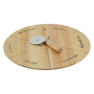 Rubberwood Pizza Board Set With Cutter
