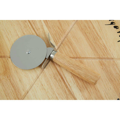 Rubberwood Pizza Board Set With Cutter