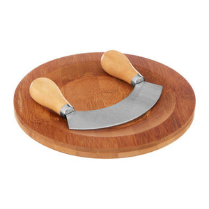 Aleki Mezzaluna Herb Chopper with Round Bamboo Board