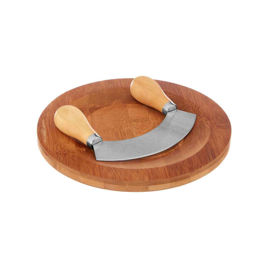 Aleki Bamboo Chopping and Serving Board with Mezzaluna Herb Chopper