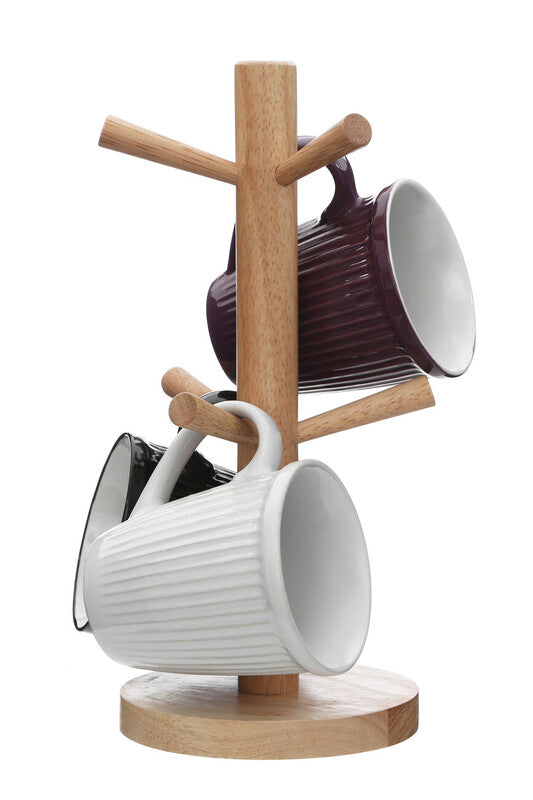 Soka Rubber wood 6 Cup Mug Tree