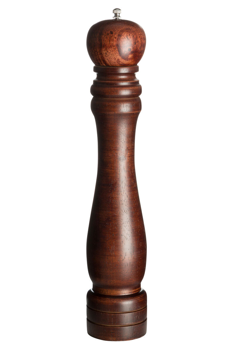 Wooden pepper mill on a white background