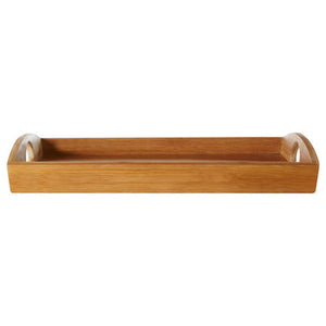 Aleki Natural Bamboo Rectangular Serving Tray with Cut Out Handles