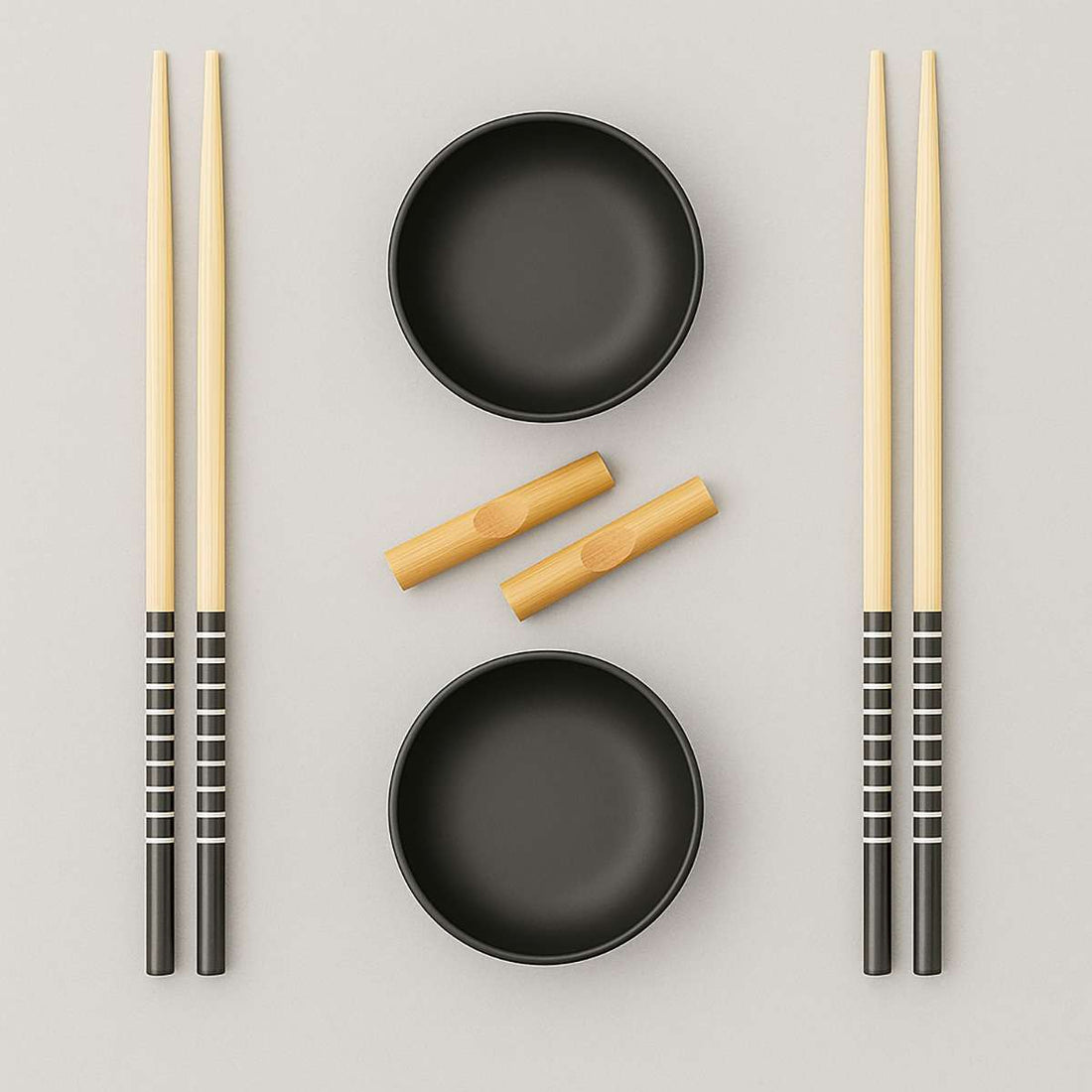 Jurado 6pc Black Ceramic and Wood Sushi