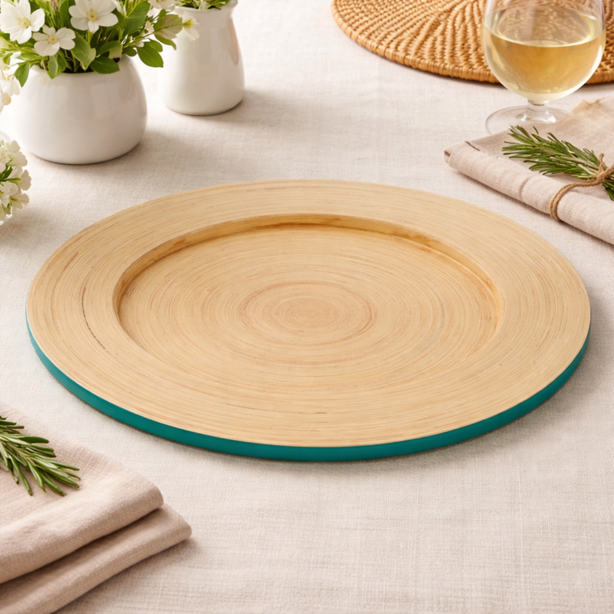 Kyoto Turquoise Bamboo Charger Plate