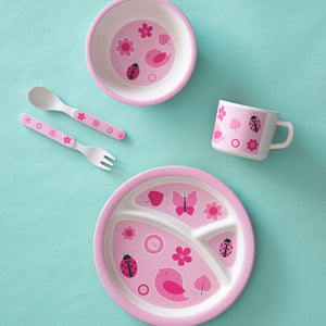 Kids 5 Piece Pink Bamboo Dinner Set | Eden