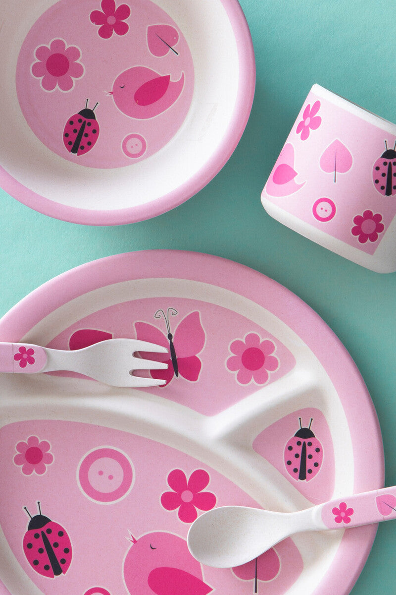 Eden Kids 5 Piece Pink Bamboo Dinner Set
