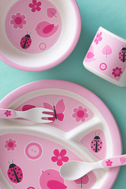 Eden Kids 5 Piece Pink Bamboo Dinner Set