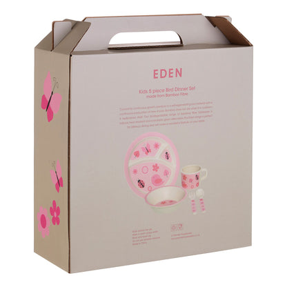 Eden Kids 5 Piece Pink Bamboo Dinner Set
