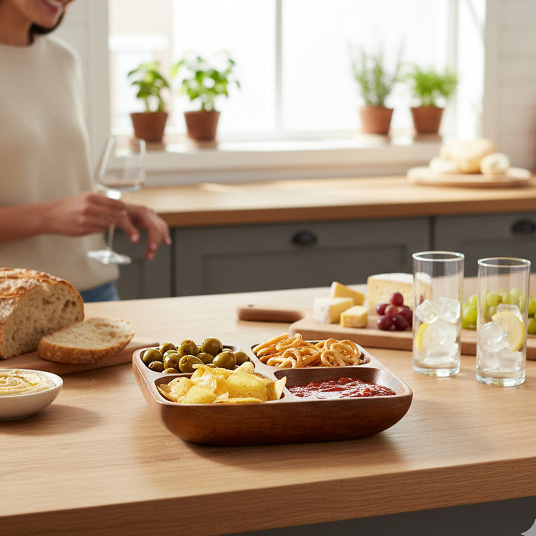 Kora Acacia Four Section Serving Dish