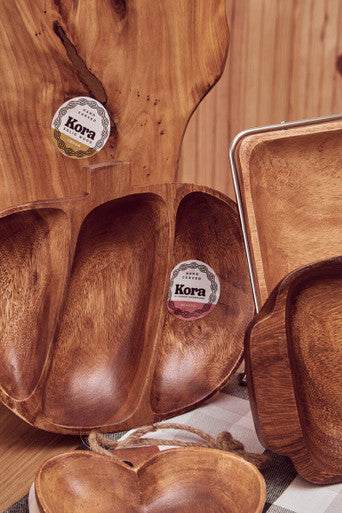 Kora Acacia 3 Section Apple Shaped Serving Dish