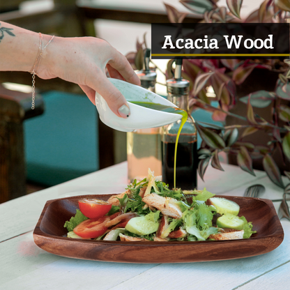 Kora Small Oblong Platter Dish In Acacia Wood