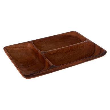 Kora Three Section Serving Dish In Acacia Wood