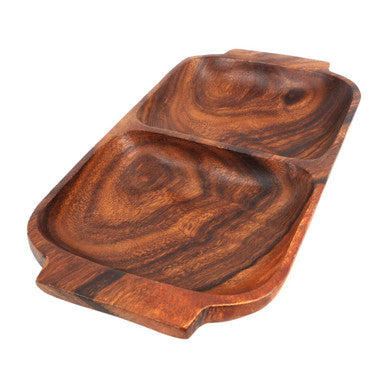 Kora Acacaia Two Section Serving Dish With Handles