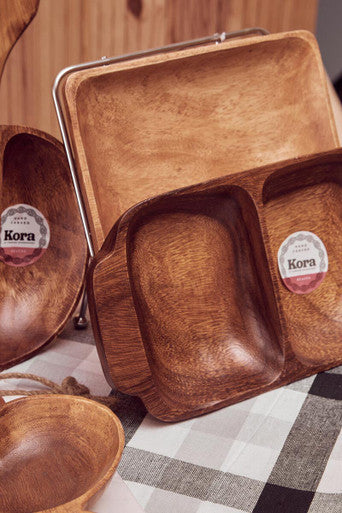 Kora Acacaia Two Section Serving Dish With Handles