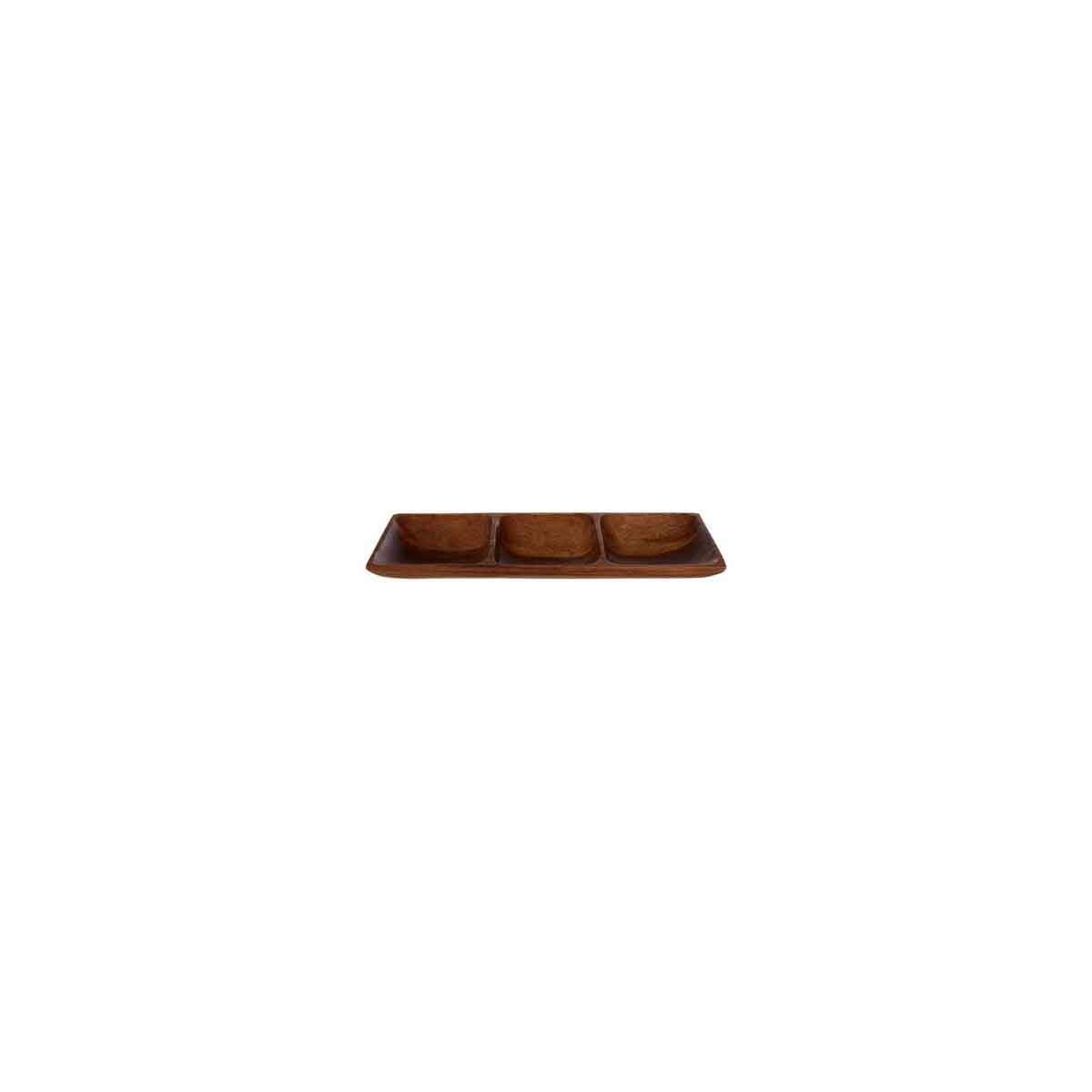 Kora Acacia Three Section Rectangular Serving Dish