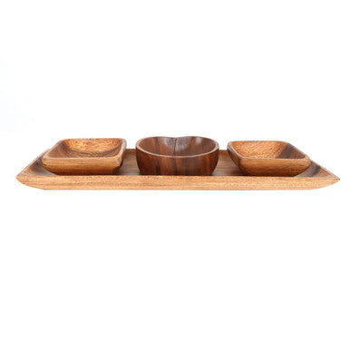 Kora Acacia 3PC Serving Dish Set With Tray