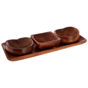 Kora Acacia 3 Piece Serving Dish Set With Tray