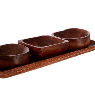 Kora Acacia 3 Piece Serving Dish Set With Tray - Image 4