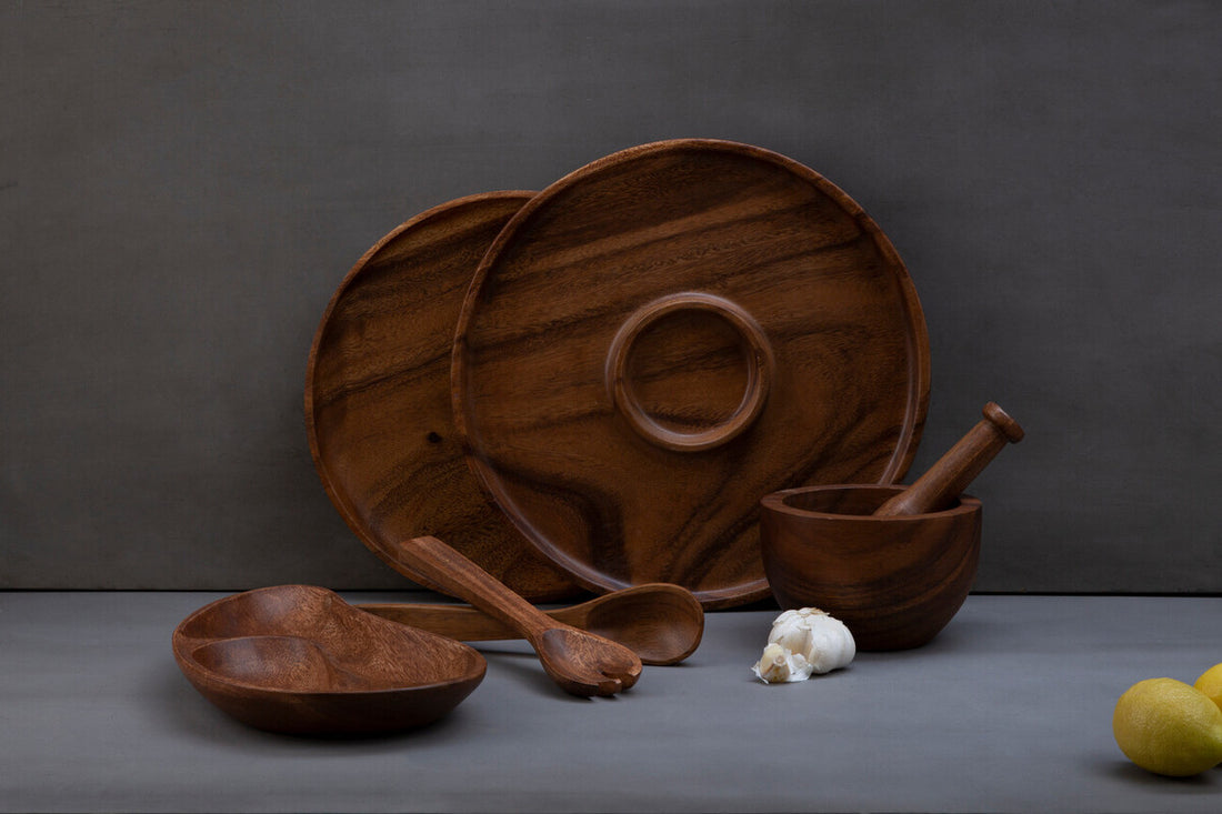 Kora Acacia Wood Tapered Mortar and Pestle