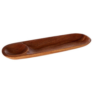 Kora Acacia Wood Oval Chip And Dip Tray