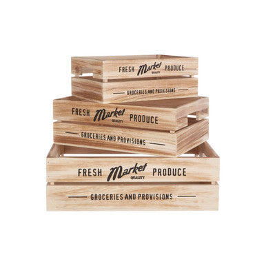 Naresso Natural Wood Set of 3 Provision Crates